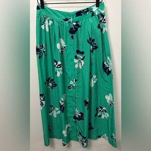 Banana Republic Green Floral Button-Front Maxi Skirt